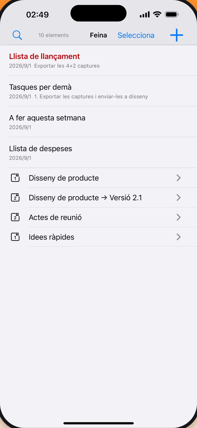 Llibreta → Grup → Nota organitza-ho com vulguis