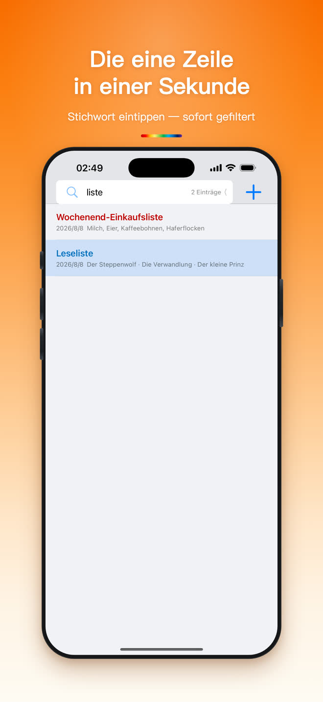 Notizen in Minimal Notes durchsuchen