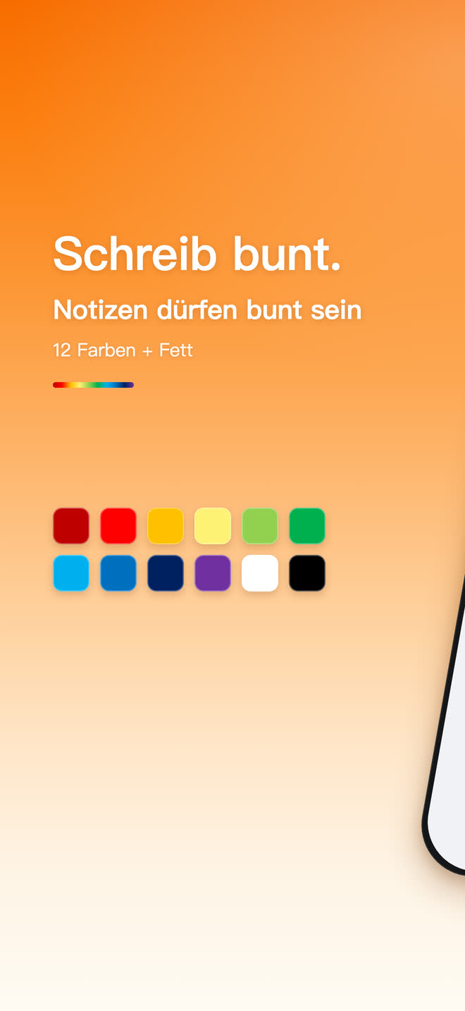Die zwölf Schriftfarben in Minimal Notes