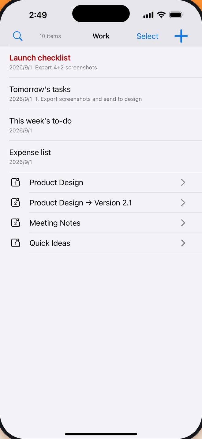 Notebook → Group → Note sort it your way