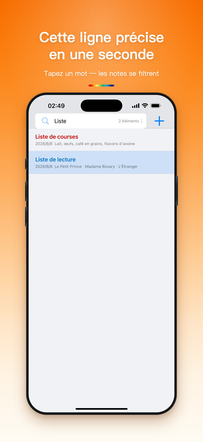 Recherche de notes dans Notes Minimal