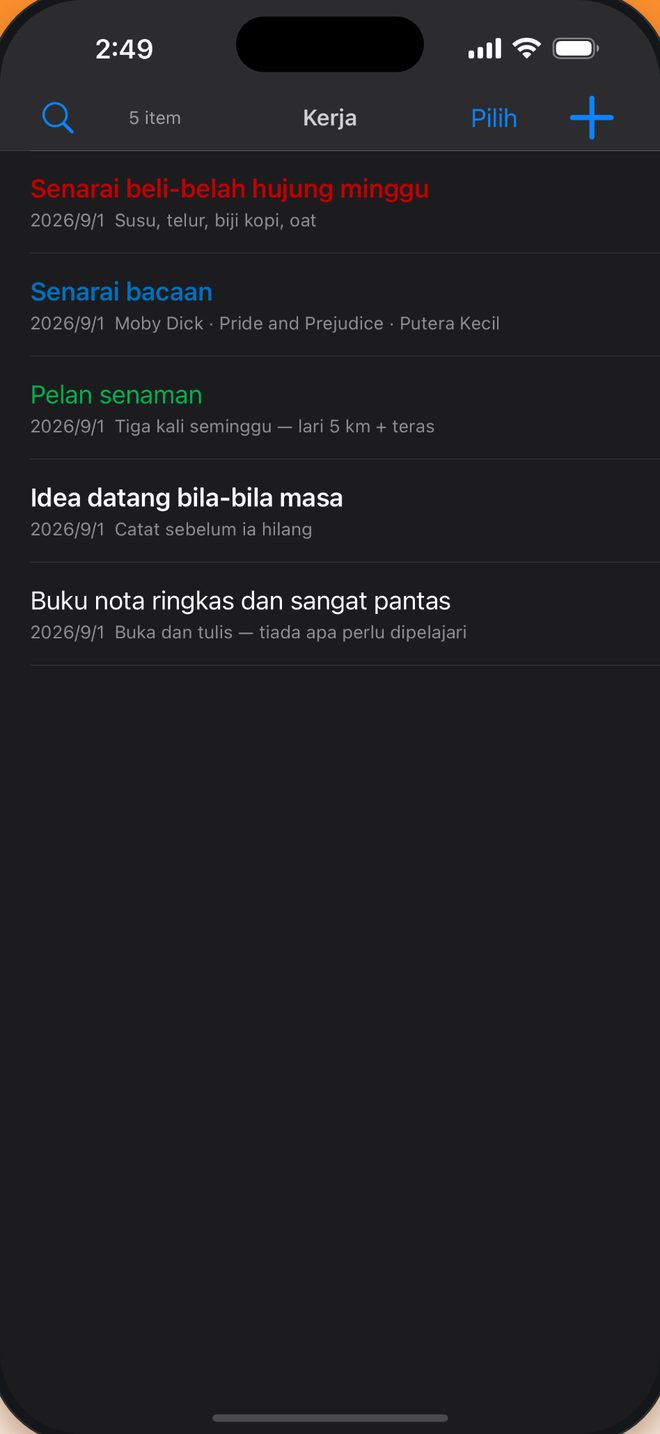 Mod gelap lembut pada mata