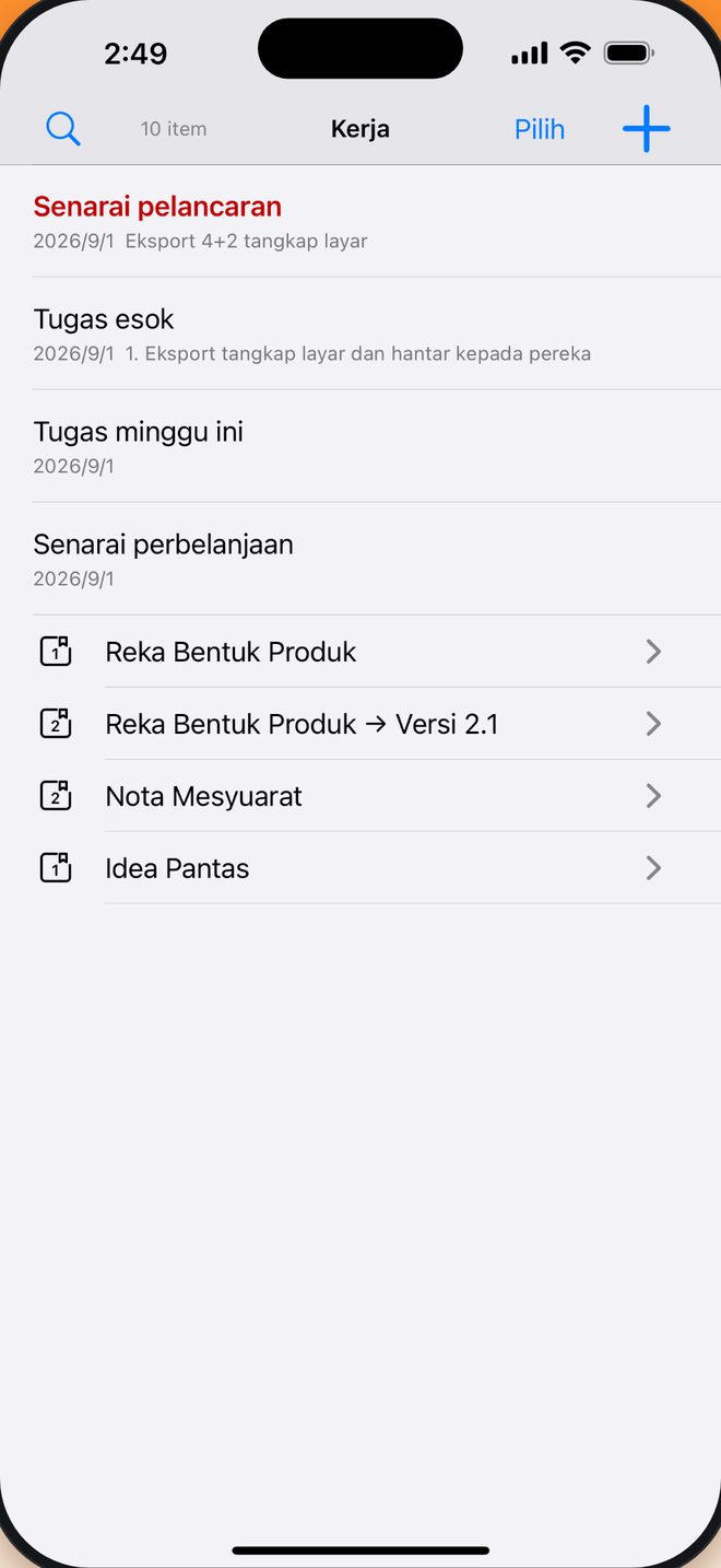 Buku → Kumpulan → Nota susun ikut cara anda