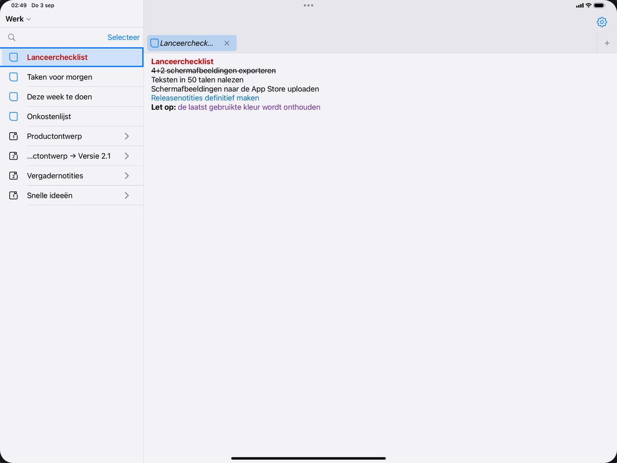 Links bladeren, rechts schrijven één iPad-scherm