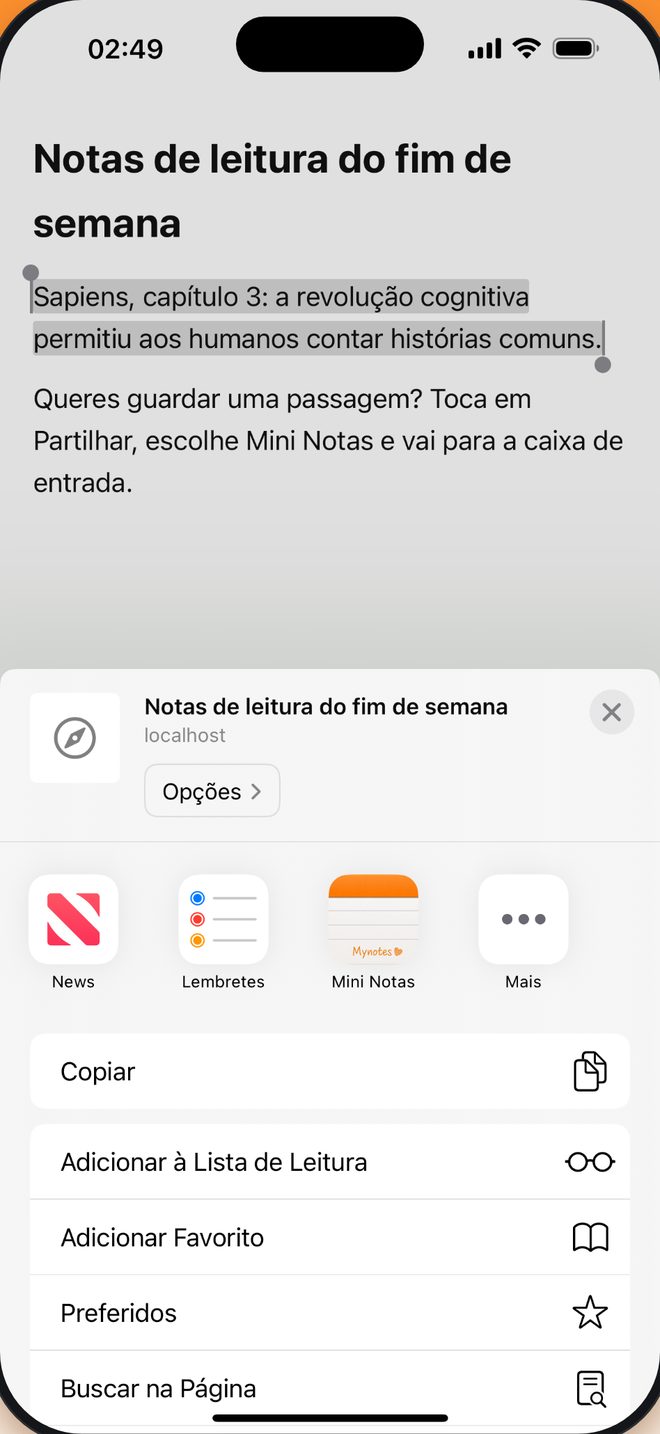 Vês, guardas sem copiar e colar