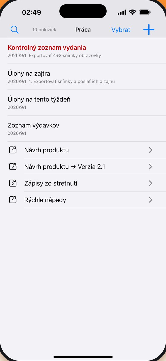 Zápisník → Skupina → Poznámka trieď si to po svojom