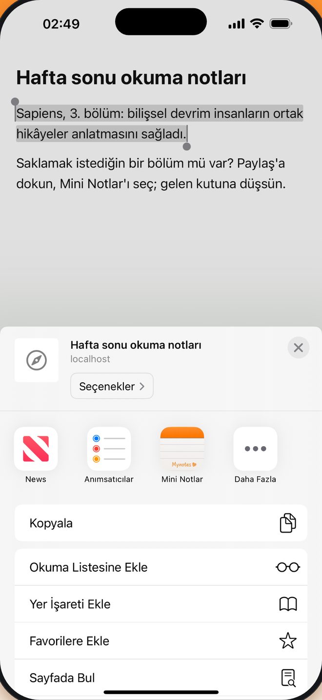 Gördün, kaydettin kopyala yapıştır yok