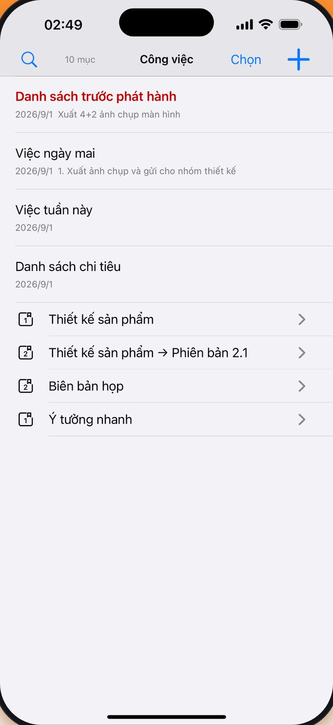 Sổ → Nhóm → Ghi chú sắp xếp tuỳ bạn